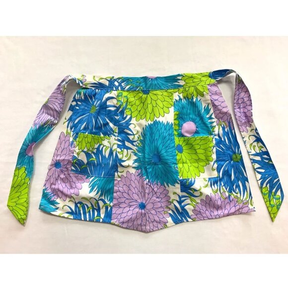 1970s Vibrant Flower Power Kitchen Apron - Picture 1 of 3